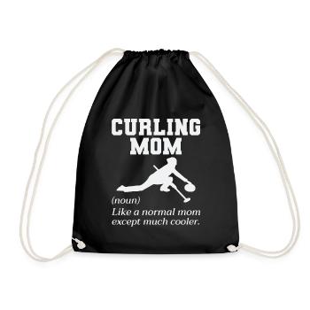 Curling Mom Winter Ice Sport Curler Mothers day - Drawstring Bag - black - Front