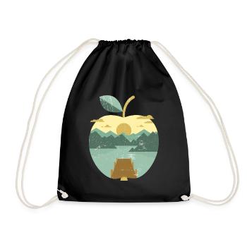 Vintage panorama apple - Drawstring Bag - black - Front