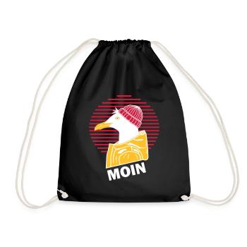 Ostfriesland | Möwe | Moin - Turnbeutel - Schwarz - Vorne