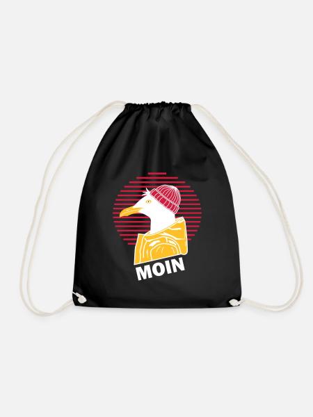 East Frisia | Seagull | Hello - Drawstring Bag - black
