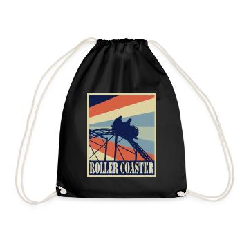 Roller Coaster Achterbahn - Retro Style Vintage - Turnbeutel - Schwarz - Vorne