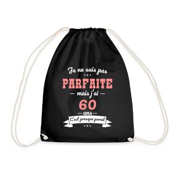 Anniversaire 60 ans - Pas parfaite mais 60 ans - Sac de sport léger - noir - Devant
