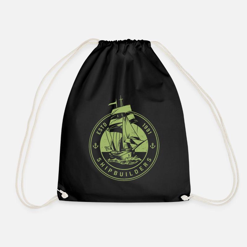 Graphic Maritime T Shirt - Drawstring Bag - black