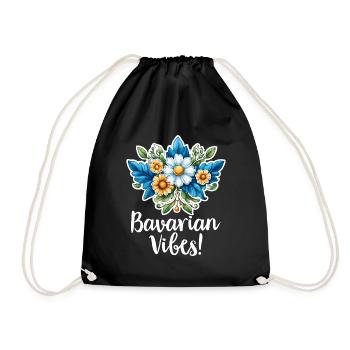 BAVARIAN VIBES BLUMENSTRAUSS - Turnbeutel - Schwarz - Vorne