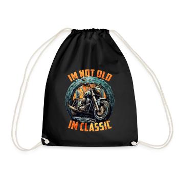 Im not Old Im classic vintage Chopper Motorcycle - Drawstring Bag - black - Front
