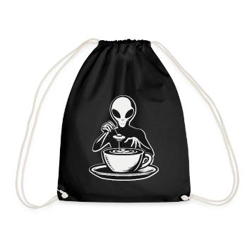 Alien Barista Silhouette avec UFO Coffee - Sac de sport léger - noir - Devant