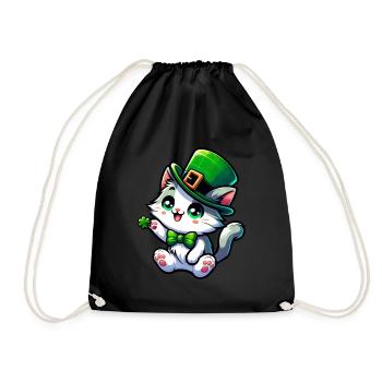 Dessin animé de chat de la Saint-Patrick - Sac de sport léger - noir - Devant