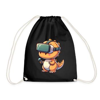 trex dino dinosaurier vr virtual reality gamer - Turnbeutel - Schwarz - Vorne