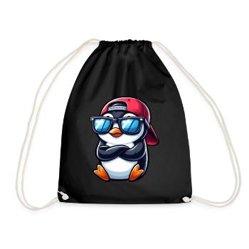Cooler Pinguin mit Sonnenbrille Cartoon 1 - Turnbeutel - Schwarz - Vorne