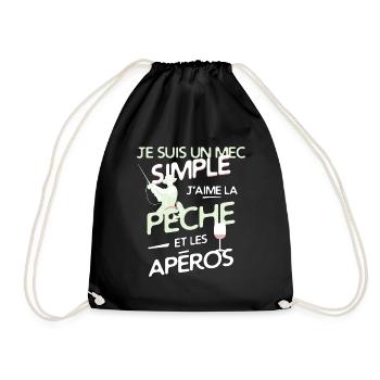 Pêche - un mec simple - Sac de sport léger - noir - Devant
