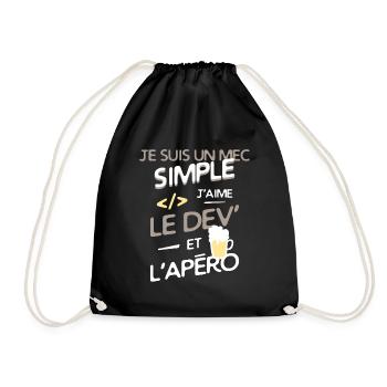 Développeur - un mec simple - Sac de sport léger - noir - Devant