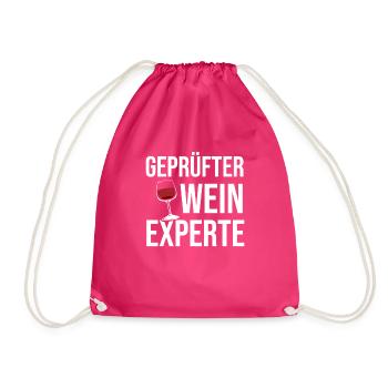 Geprüfter Wein Experte - Wein Tester Verkostung - Turnbeutel - Fuchsia - Vorne