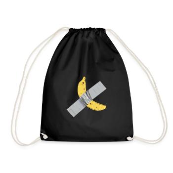 Banana comedian art artwork tape duct tape - Drawstring Bag - black - Front