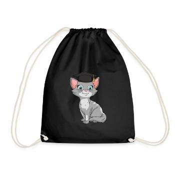 Bachelor Master Katzen Geschenk zum Abschluss 2021 - Turnbeutel - Schwarz - Vorne