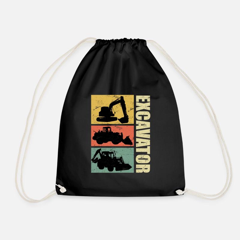 Straßenbauer Baggerfahrer Bagger Retro Vintage - Turnbeutel - Schwarz