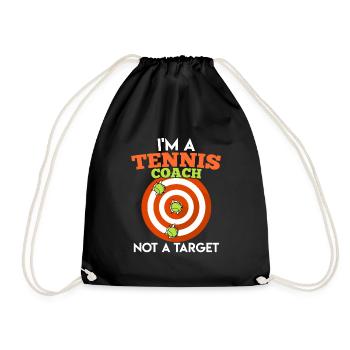Tennistrainer und kein Ziel Tennis Trainer - Turnbeutel - Schwarz - Vorne