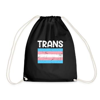 Trans Transgender Flag LGBT Transsexual - Drawstring Bag - black - Front