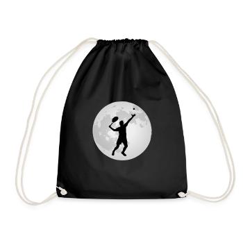 Tennis Silhouette Tennisspieler Geschenk Aufschlag - Turnbeutel - Schwarz - Vorne