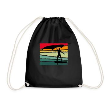 Vintage Wing Foil Wing Surf Gift Wingfoiler - Drawstring Bag - black - Front