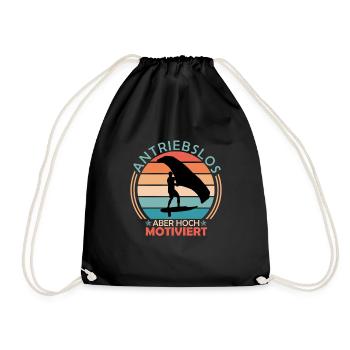 Wing Surf Geschenk Spruch Wing Foiler Surfer - Turnbeutel - Schwarz - Vorne