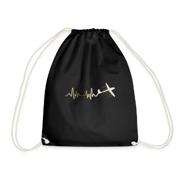 Gliding heartbeat heartline heart rate - Drawstring Bag - black - Front