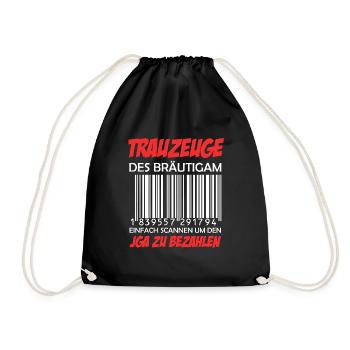 Trauzeuge des Bräutigam Strichcode JGA - Turnbeutel - Schwarz - Vorne