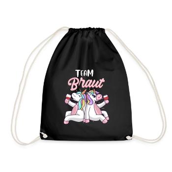 Team Braut Einhorn Geschenk Junggesellin JGA - Turnbeutel - Schwarz - Vorne