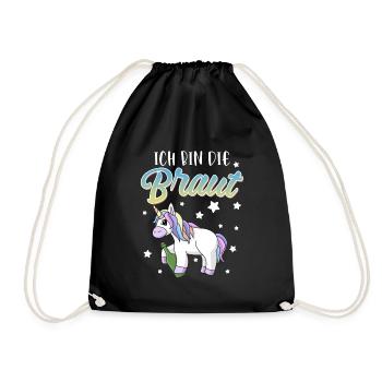 Ich bin die Braut Junggesellin Einhorn - Turnbeutel - Schwarz - Vorne