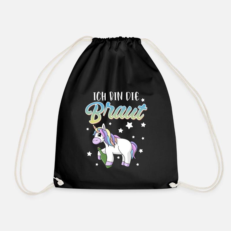 Ich bin die Braut Junggesellin Einhorn - Turnbeutel - Schwarz