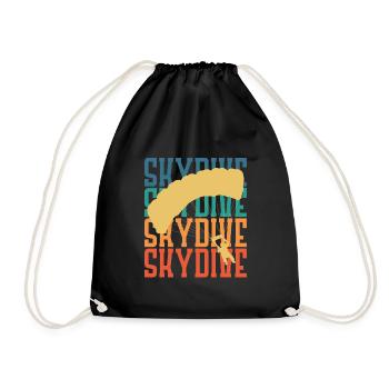 Skydive Fallschirm Fallschirmspringer Retro - Turnbeutel - Schwarz - Vorne