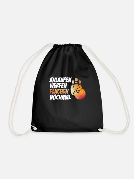 Anlaufen werfen fluchen nochmal lustiger Bowling - Turnbeutel - Schwarz