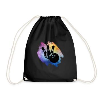 Bowlingkugel und Bowling Pins Kunst Bowling-Team - Turnbeutel - Schwarz - Vorne