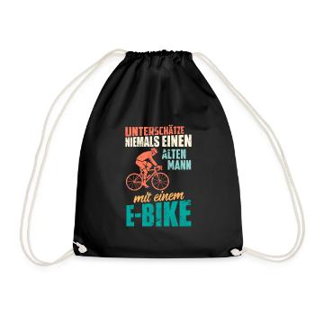 E-Bike Spruch alter Mann Geschenk Geburtstag Witz - Turnbeutel - Schwarz - Vorne