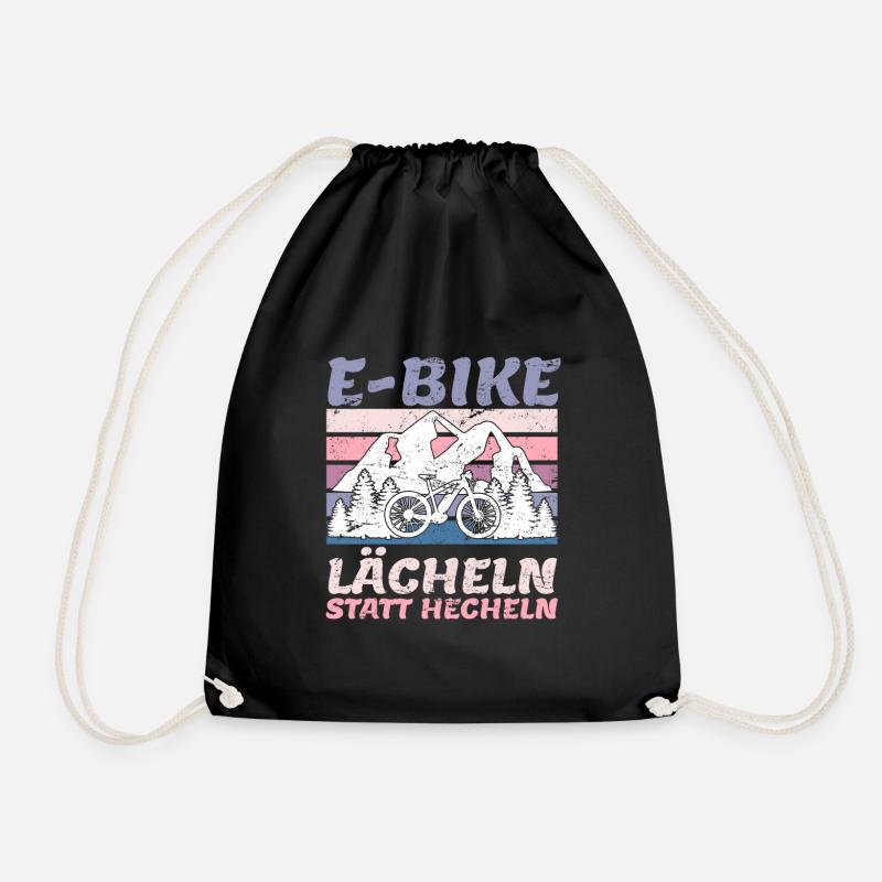 E-Bike lächeln statt hecheln EBiker Geschenk - Turnbeutel - Schwarz