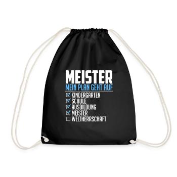 Meister Geschenk Weltherrschaft Plan geht auf - Turnbeutel - Schwarz - Vorne