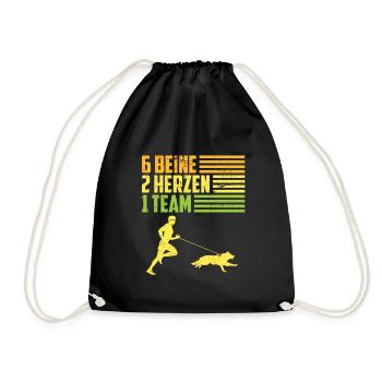 Hundesport Joggen mit Hund Canicross Geschenk - Turnbeutel - Schwarz - Vorne