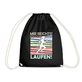 Mir reichts ich geh laufen Lauf Marahon Läuferin - Turnbeutel - Schwarz - Vorne
