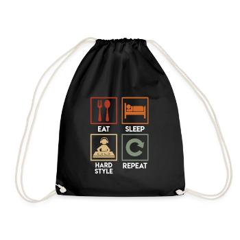 Hardstyle DJ Musik Eat Sleep Hardstyle Hardtekk - Turnbeutel - Schwarz - Vorne