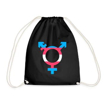 Trans Symbol Transgender Gender Symbol LGBT - Drawstring Bag - black - Front