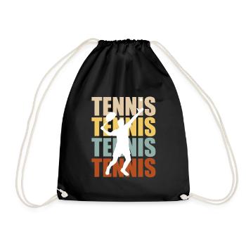 Tennis Vintage Tennisspieler Schriftzug Logo - Turnbeutel - Schwarz - Vorne