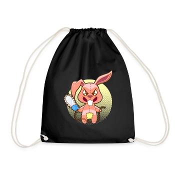 Zombie Hase mit Kettensäge Kaninchen Geschenk - Turnbeutel - Schwarz - Vorne