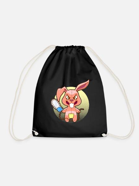 Zombie Hase mit Kettensäge Kaninchen Geschenk - Turnbeutel - Schwarz