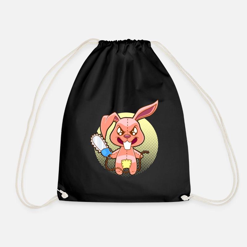 Zombie Hase mit Kettensäge Kaninchen Geschenk - Turnbeutel - Schwarz