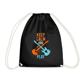 E-Gittare Guitarists Saying keep calm - Drawstring Bag - black - Front