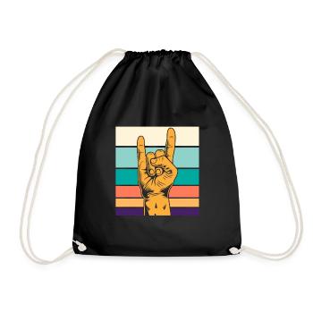 Rocker Hand Signal Symbol Rock Music - Drawstring Bag - black - Front