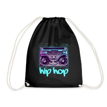 Hip Hop Cassette Recorder Rapper Music 90s HipHop - Drawstring Bag - black - Front