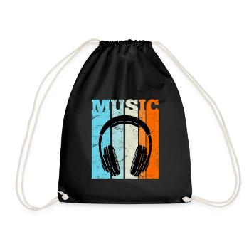 Retro Hip Hop Music Rapper Rap HipHop - Drawstring Bag - black - Front