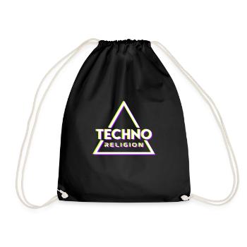 Techno Religion Elektro Musik EDM Hardstyle - Turnbeutel - Schwarz - Vorne