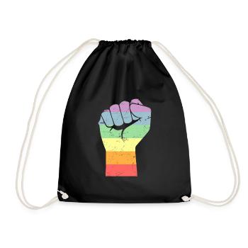 LGBT Pride Gay Geschenk Schwulen Regenbogen - Turnbeutel - Schwarz - Vorne