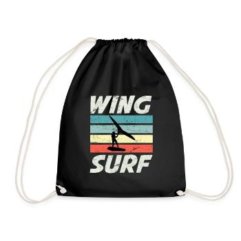 Wing Surf Silhouette Wing Foiler Wingfoiler - Drawstring Bag - black - Front